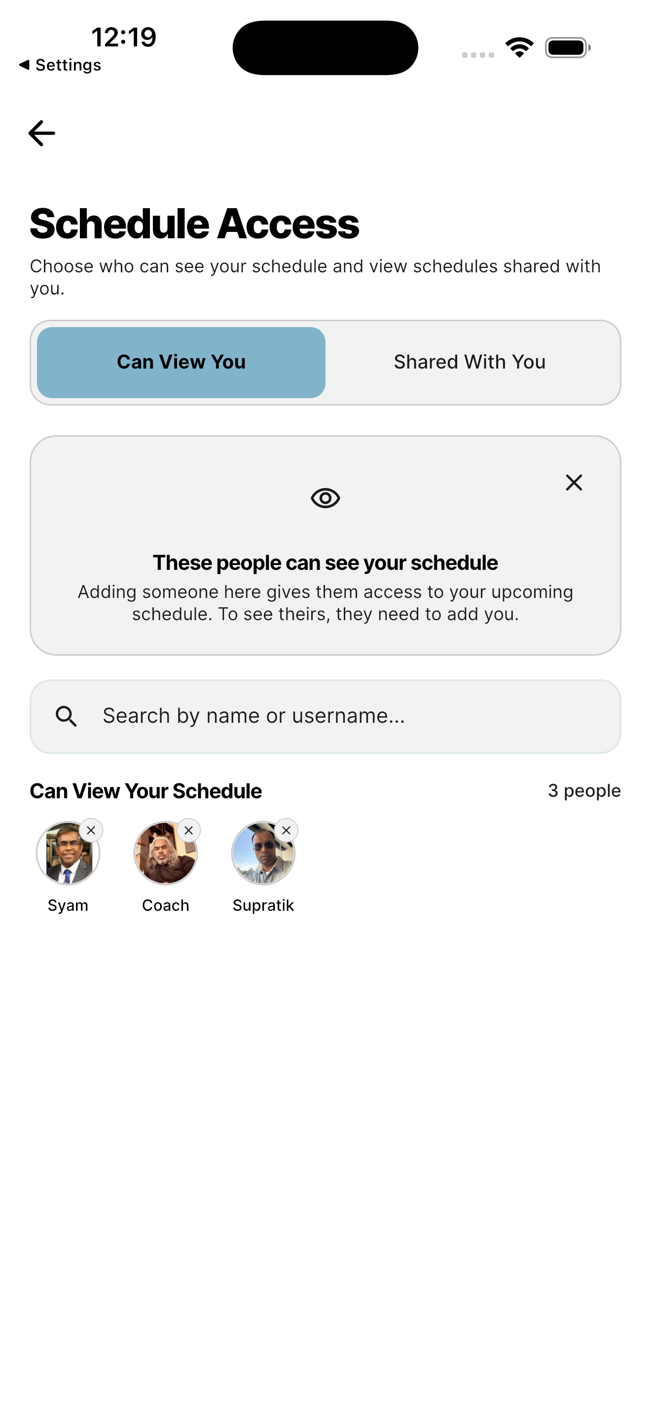 ClubHopper schedule access